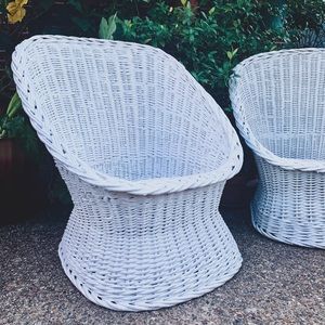 Vintage Rattan Egg Chairs - set of 2